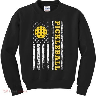 US Flag Pickleball Player Paddleball Lover Kids Sweatshirt