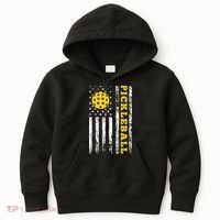 US Flag Pickleball Player Paddleball Lover Kids Hoodie thumb 0