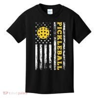 US Flag Pickleball Player Paddleball Lover Kids T-Shirt thumb 0