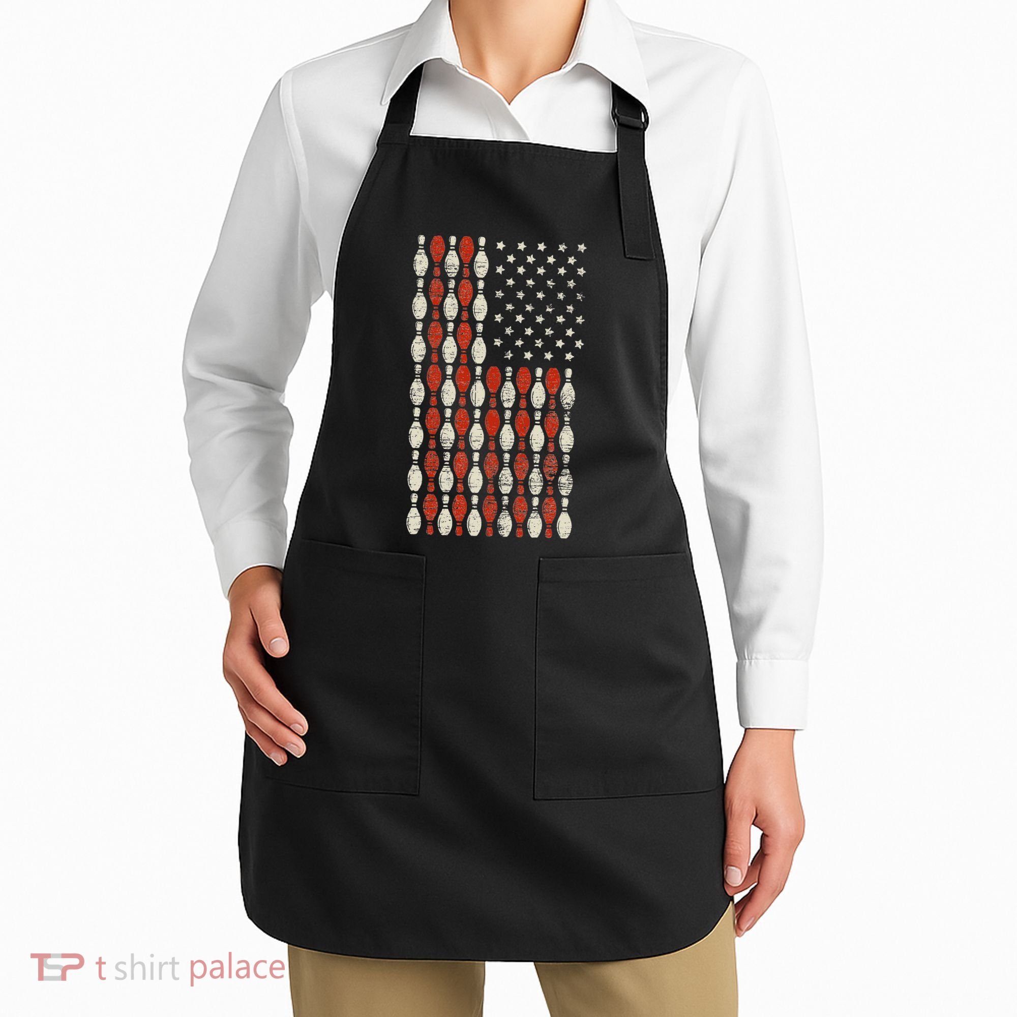 Us Flag Patriotic Proud American Bowler Gift Bowling Apron