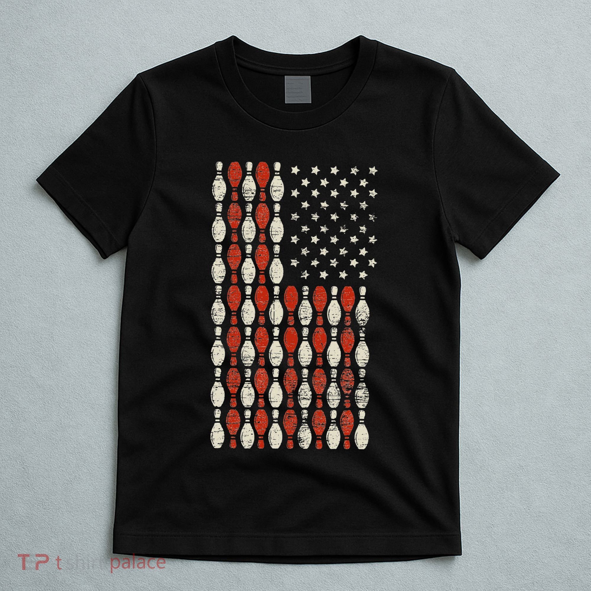 Us Flag Patriotic Proud American Bowler Gift Bowling T-Shirt
