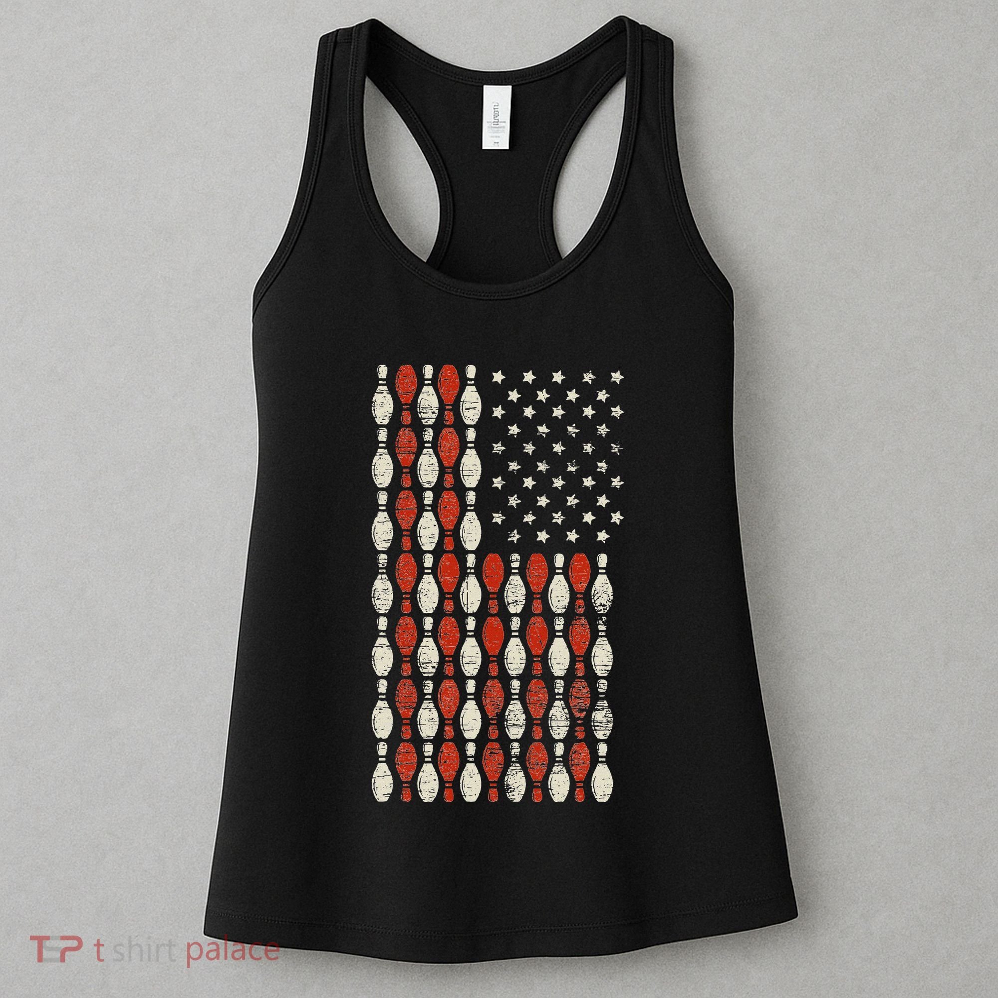 Us Flag Patriotic Proud American Bowler Gift Bowling Women's Tank Top