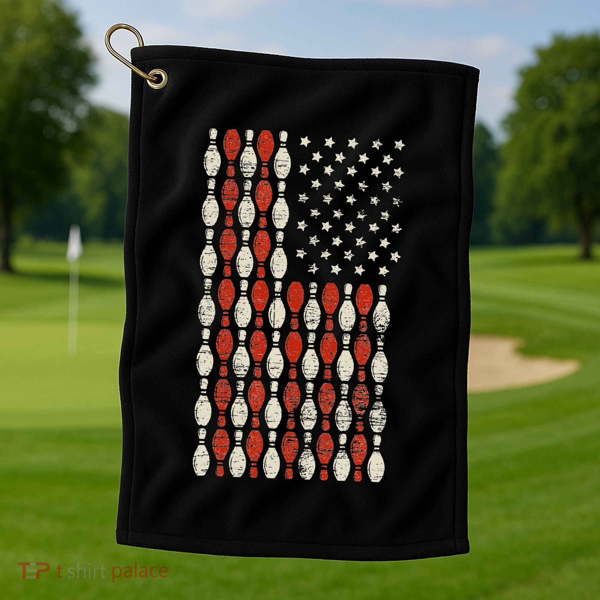 Us Flag Patriotic Proud American Bowler Gift Bowling Golf Towel