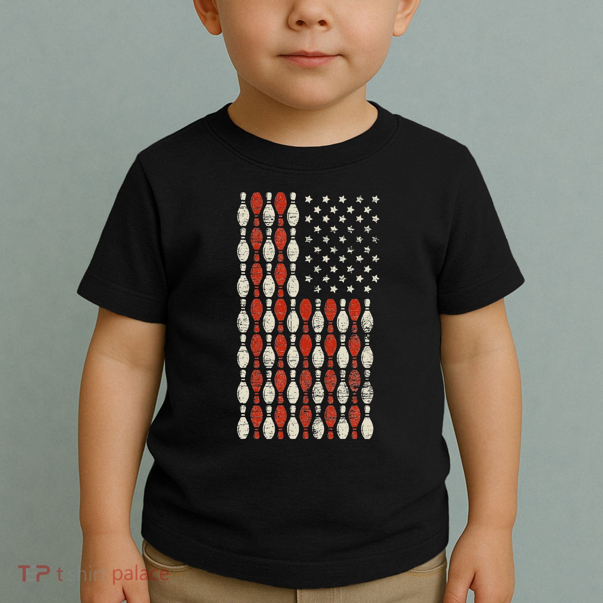 Us Flag Patriotic Proud American Bowler Gift Bowling Toddler T-Shirt
