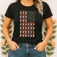 Us Flag Patriotic Proud American Bowler Gift Bowling Women's T-Shirt thumb 2