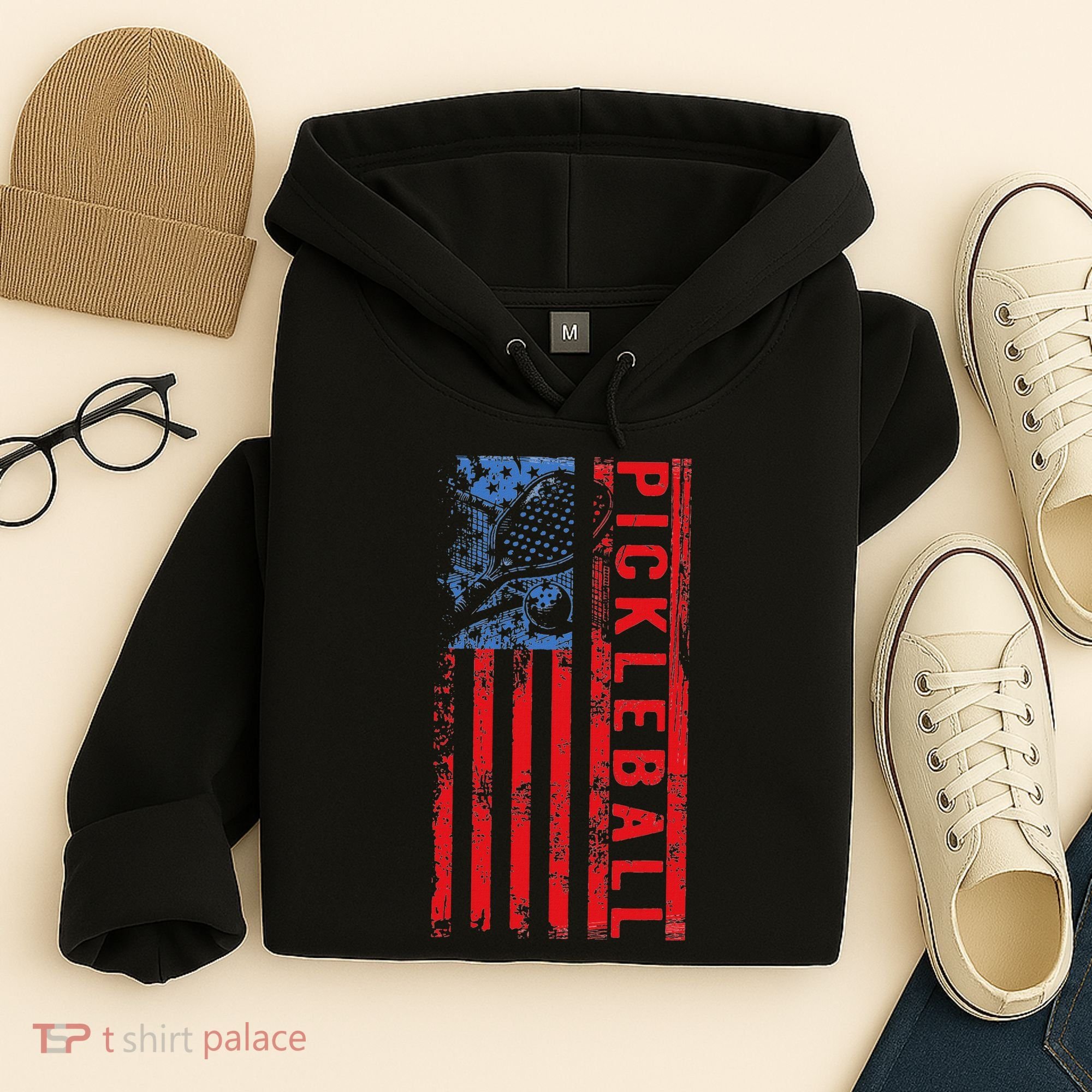 Us Flag Pickleball American Pickleball Player Hoodie