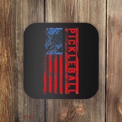 Us Flag Pickleball American Pickleball Player Coaster