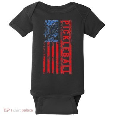 Us Flag Pickleball American Pickleball Player Baby Bodysuit
