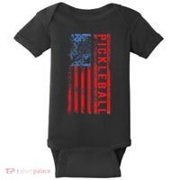 Us Flag Pickleball American Pickleball Player Baby Bodysuit thumb 0