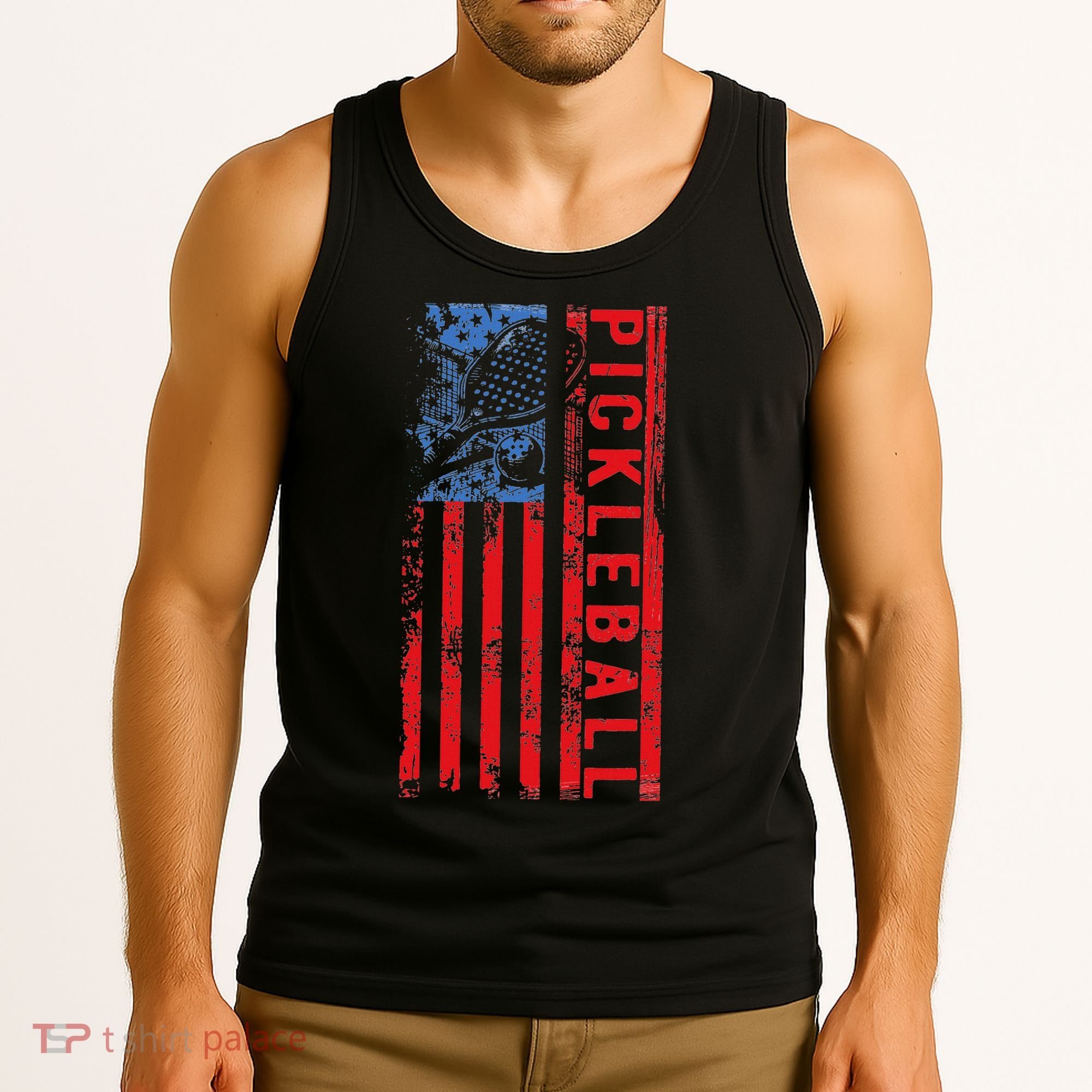 Us Flag Pickleball American Pickleball Player Tank Top