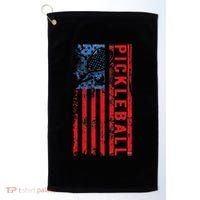 Us Flag Pickleball American Pickleball Player Golf Towel thumb 0