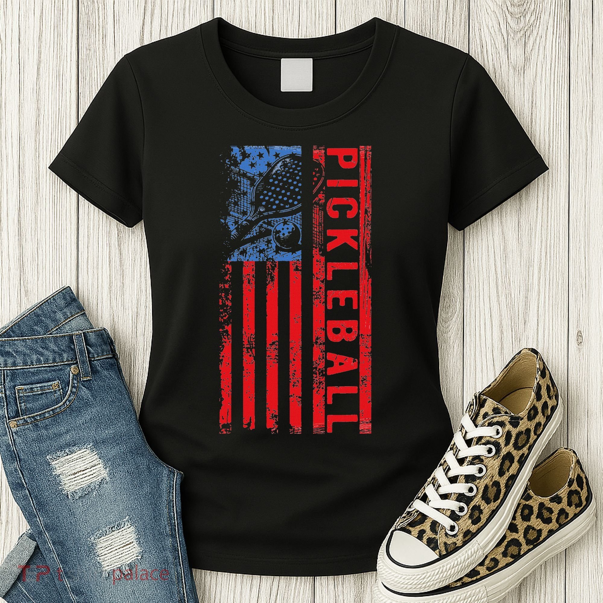 Us Flag Pickleball American Pickleball Player Women's T-Shirt