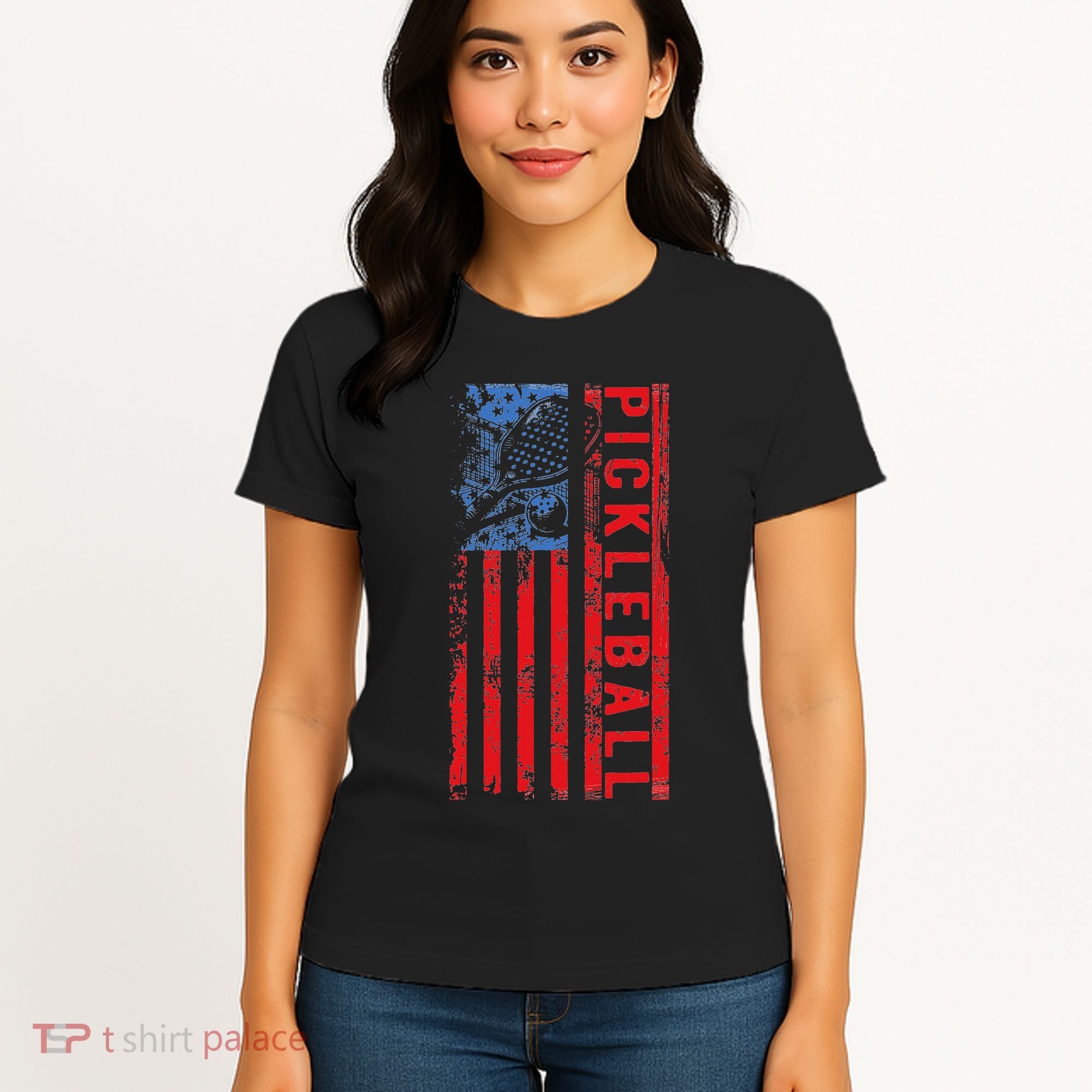 Us Flag Pickleball American Pickleball Player Women's T-Shirt
