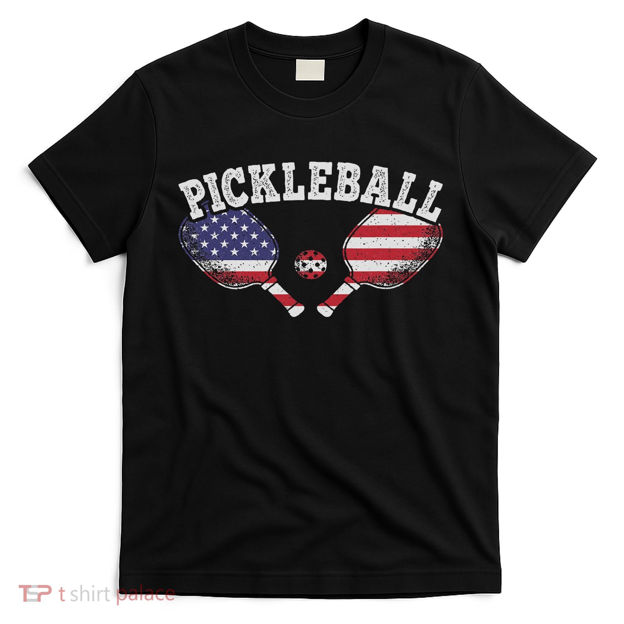 Us Flag Pickleball Player Vintage Pickle Ball Lover T-Shirt