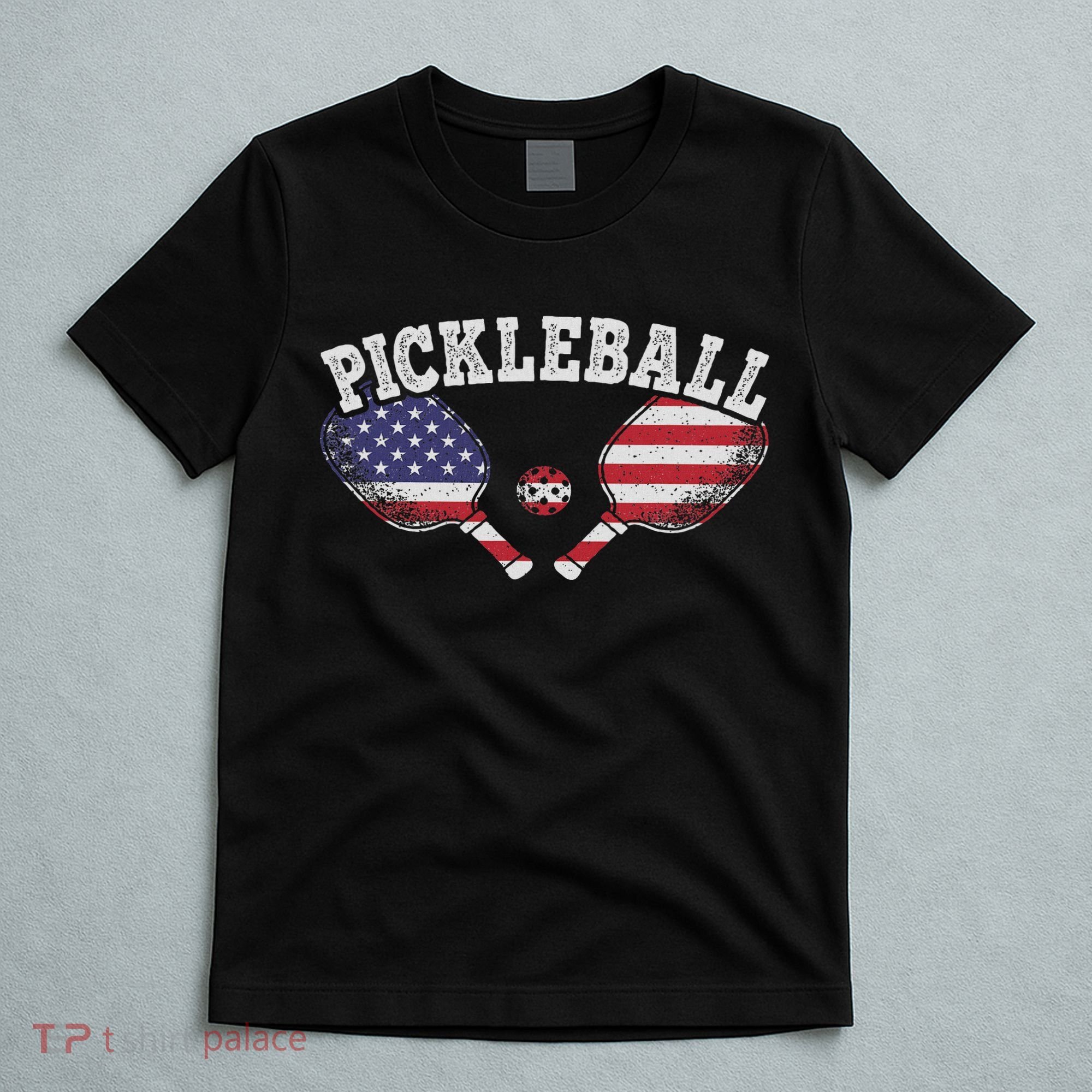 Us Flag Pickleball Player Vintage Pickle Ball Lover T-Shirt