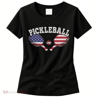 Us Flag Pickleball Player Vintage Pickle Ball Lover Women's T-Shirt