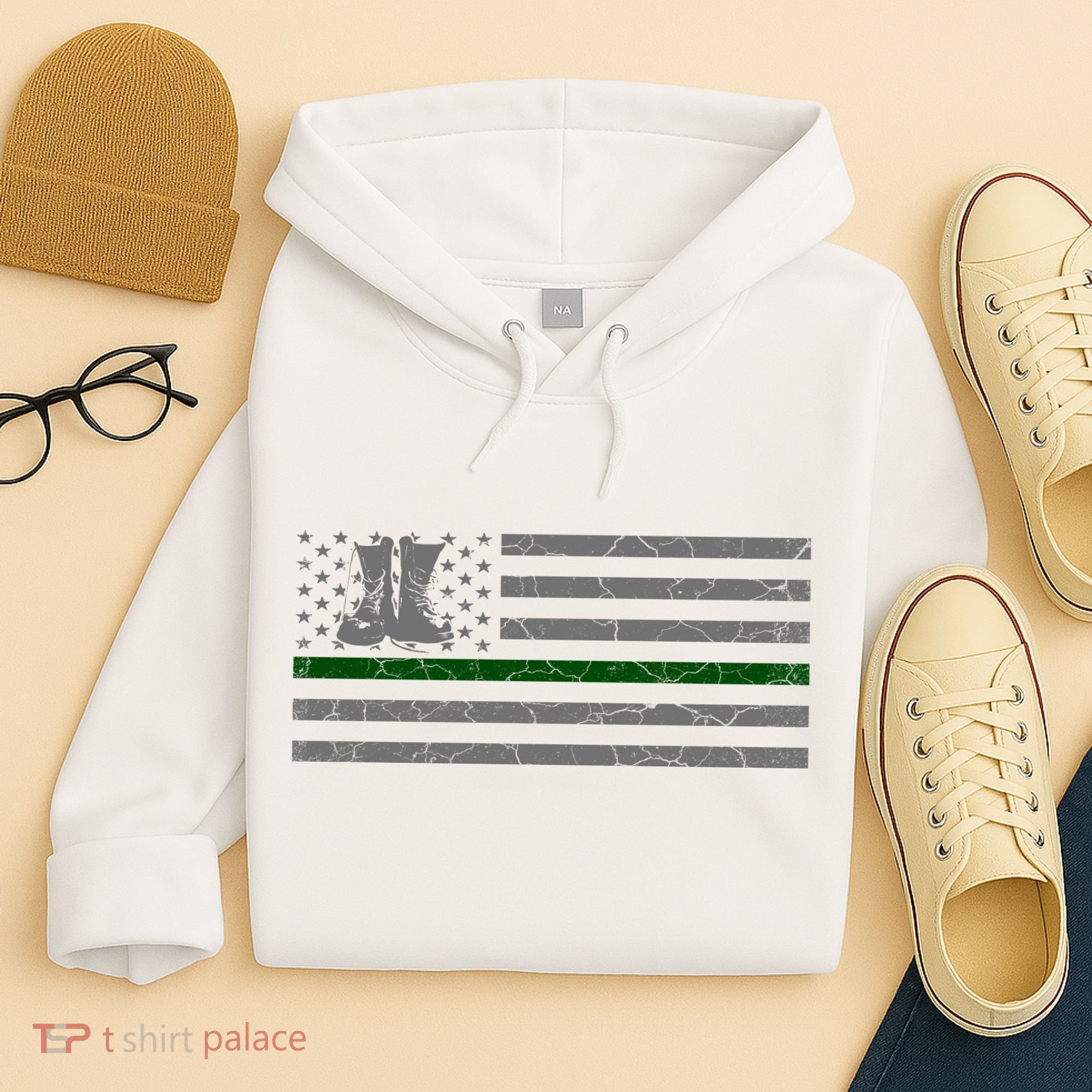 US Flag Patriotic Army Boots Hoodie