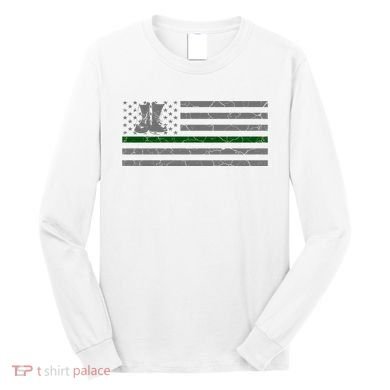 US Flag Patriotic Army Boots Long Sleeve Shirt