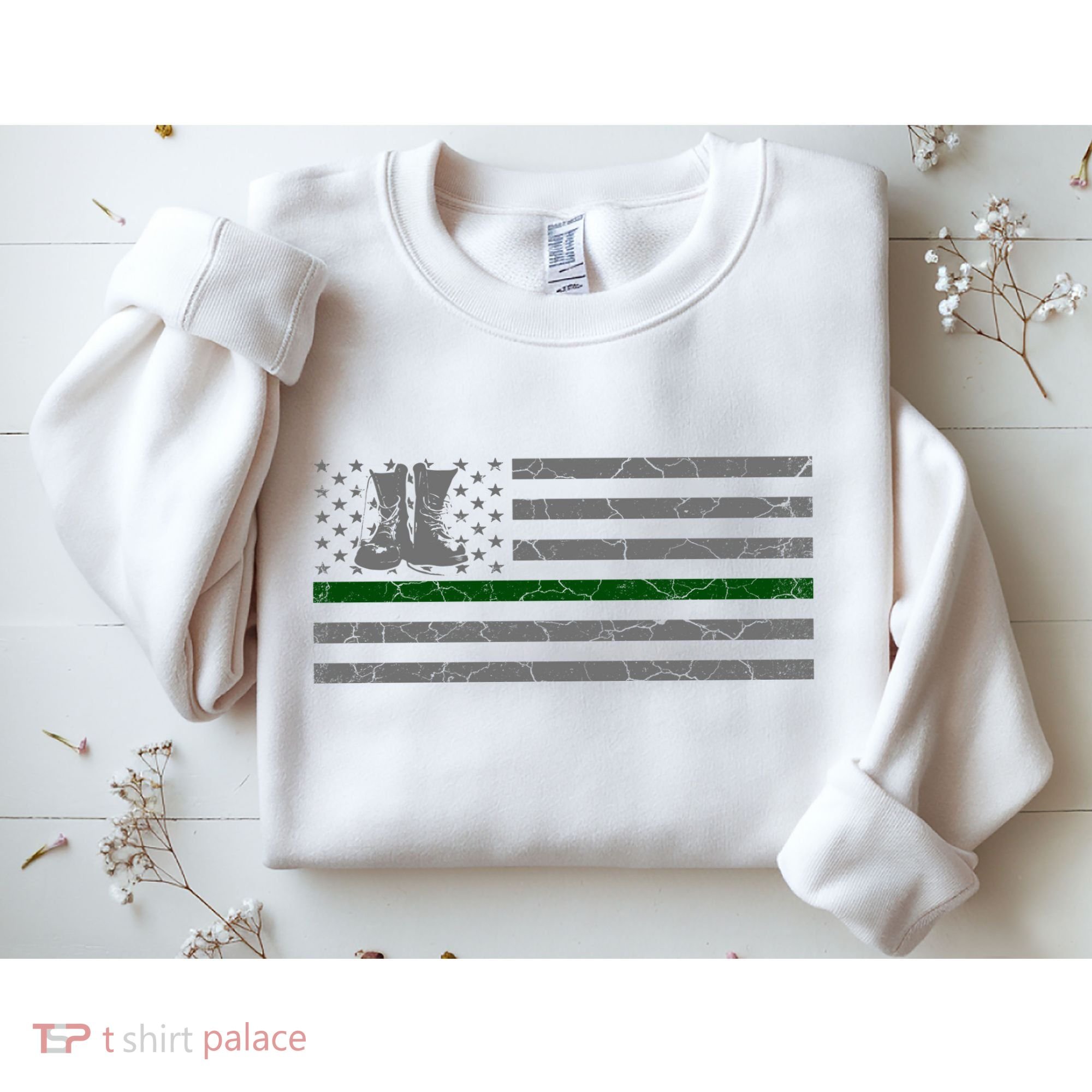 US Flag Patriotic Army Boots Sweatshirt