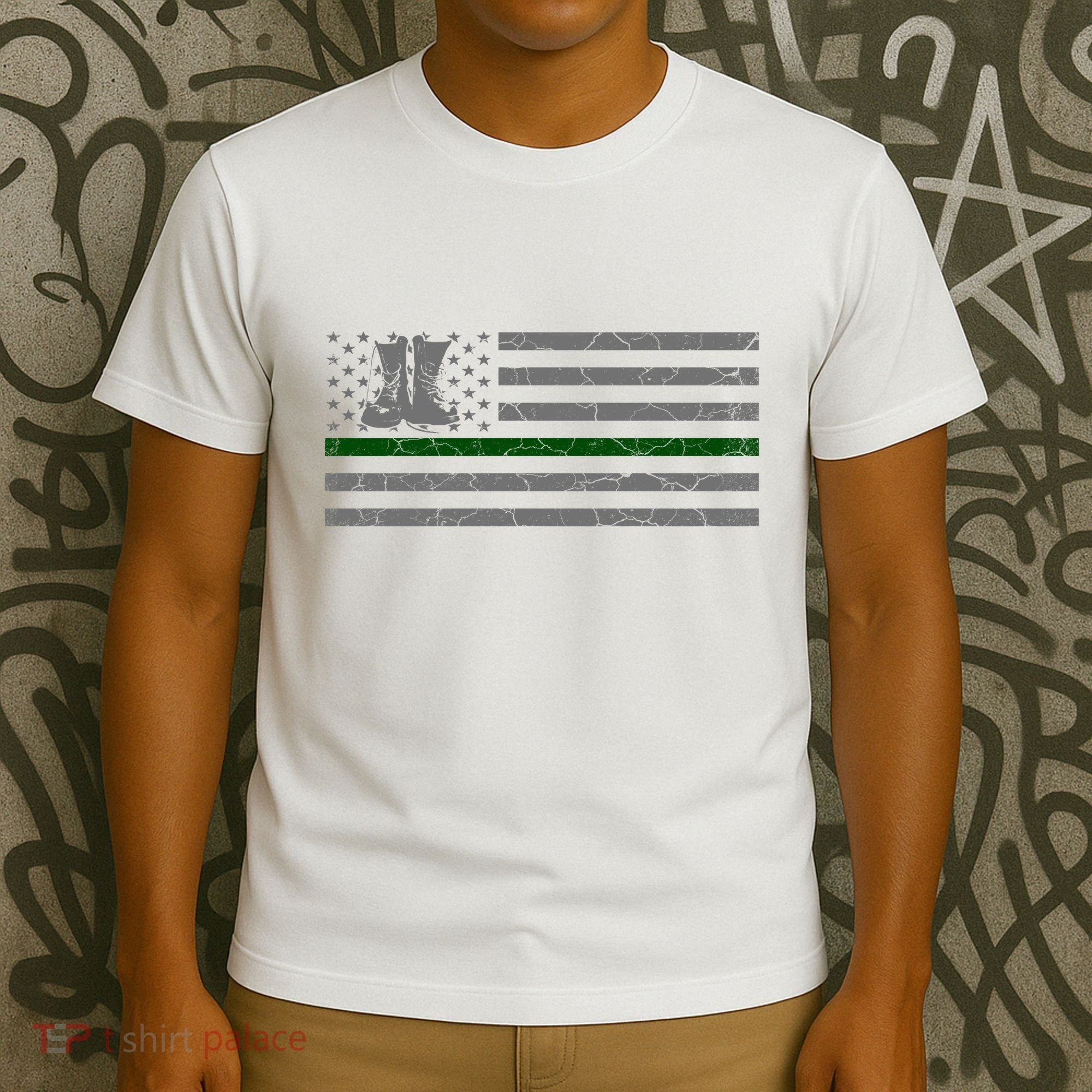 US Flag Patriotic Army Boots T-Shirt