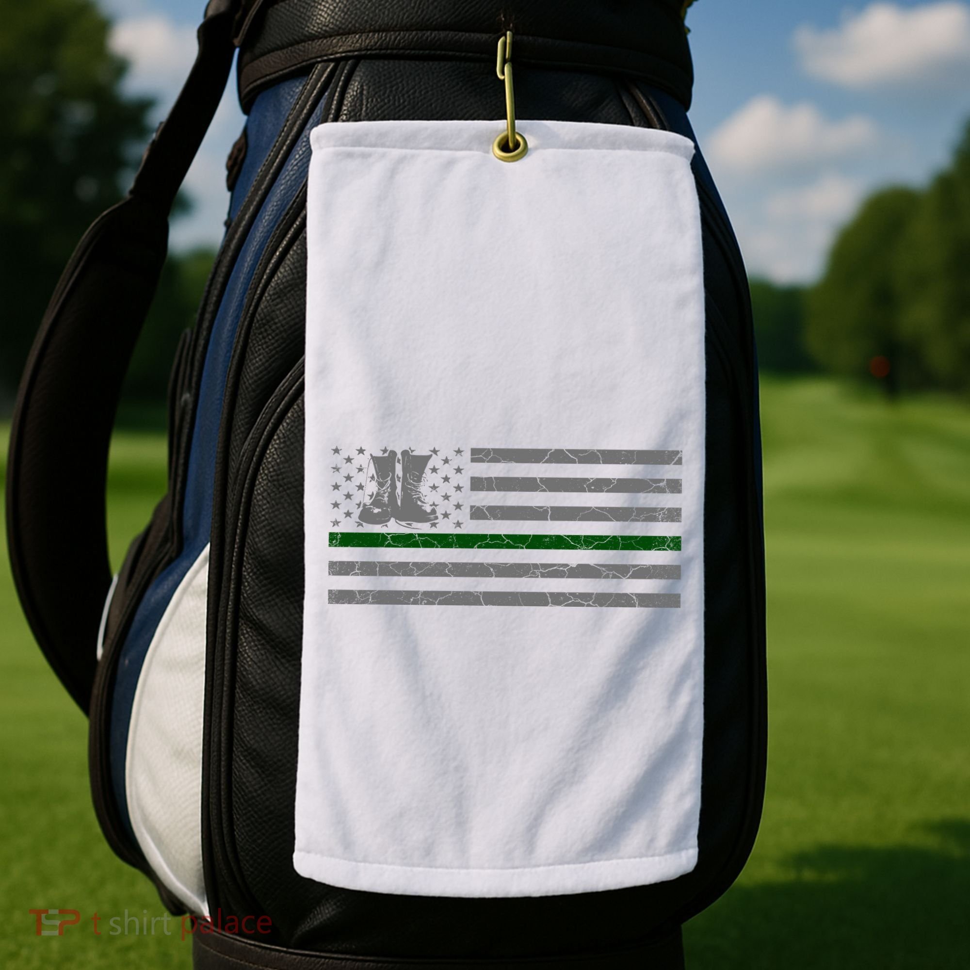 US Flag Patriotic Army Boots Golf Towel