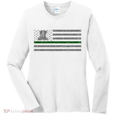 US Flag Patriotic Army Boots Women's Long Sleeve Shirt