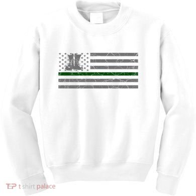 US Flag Patriotic Army Boots Kids Sweatshirt
