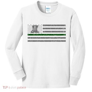 US Flag Patriotic Army Boots Kids Long Sleeve Shirt