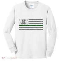 US Flag Patriotic Army Boots Kids Long Sleeve Shirt thumb 0