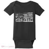 Us Flag Pickleball American Pickleball Player Baby Bodysuit thumb 0