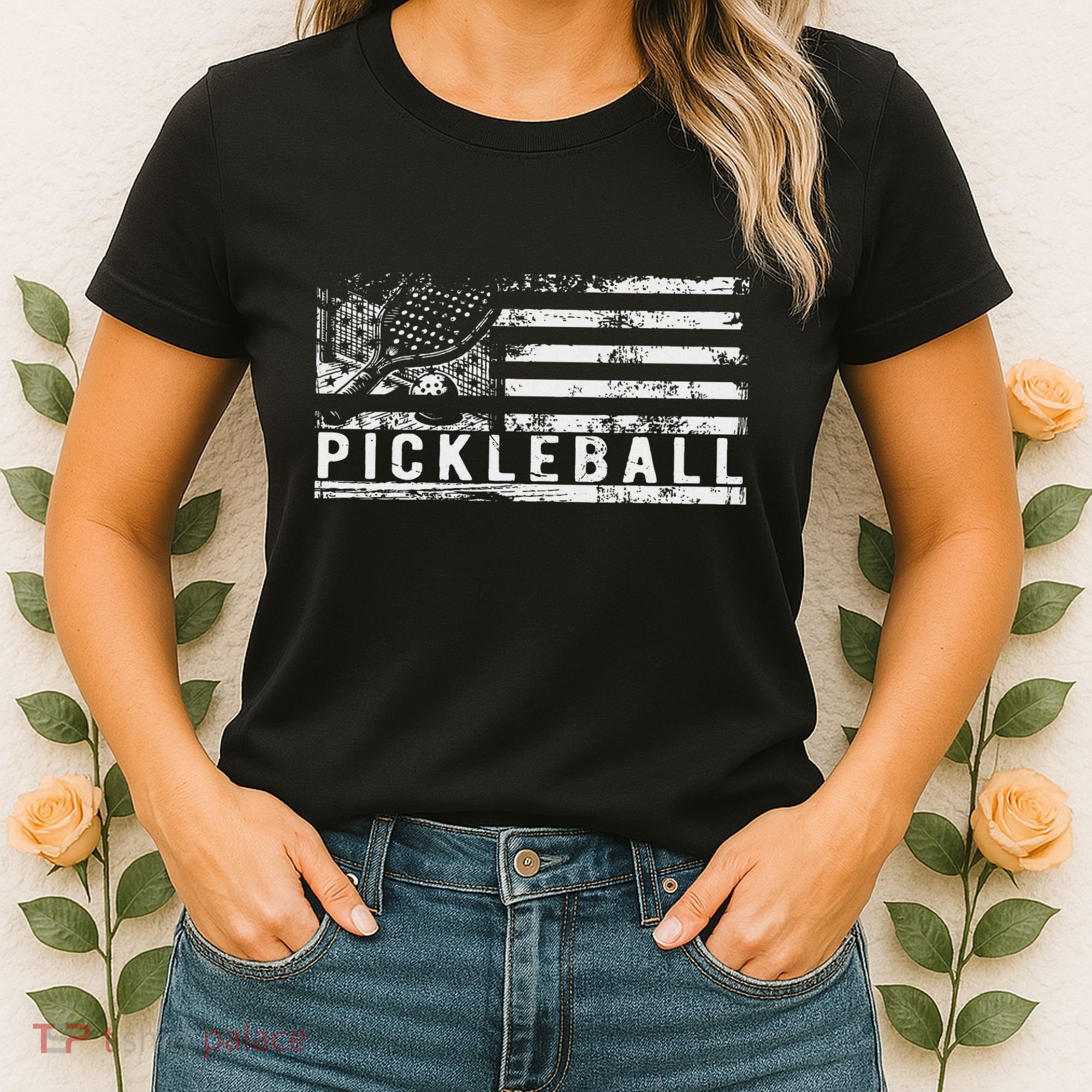 Us Flag Pickleball American Pickleball Player Women's T-Shirt