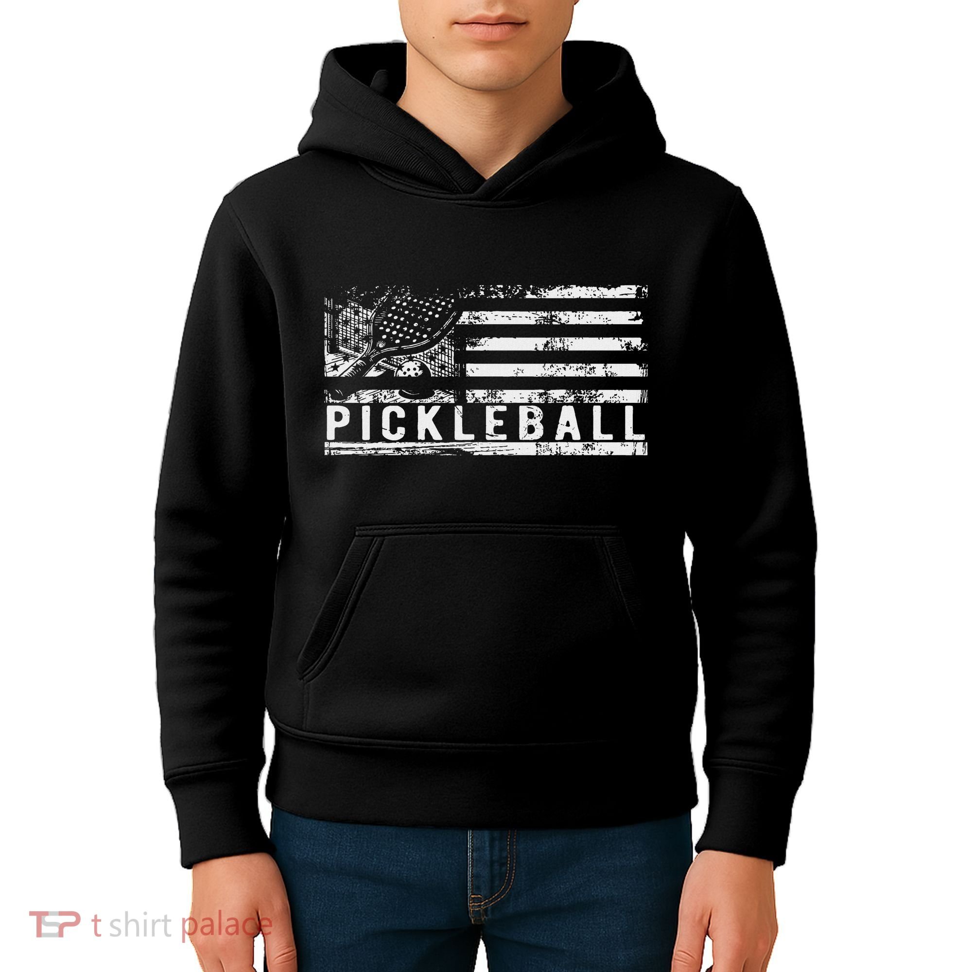 Us Flag Pickleball American Pickleball Player Kids Hoodie