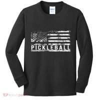 Us Flag Pickleball American Pickleball Player Kids Long Sleeve Shirt thumb 0