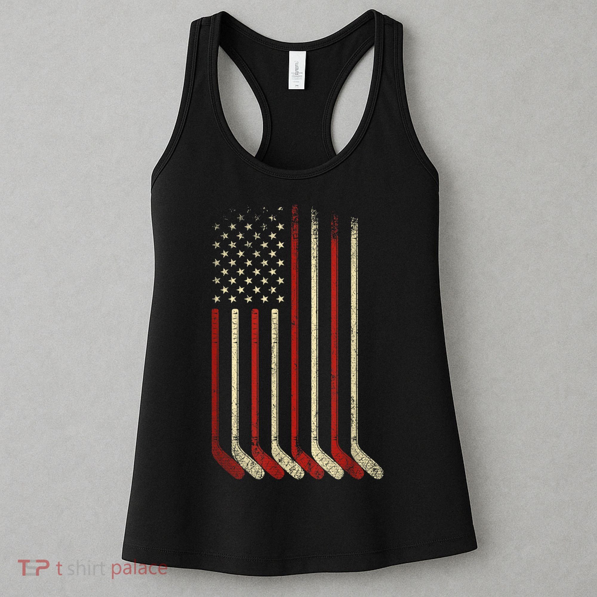 US Flag Patriotic American Hockey Player Ice Hockey Women's Tank Top