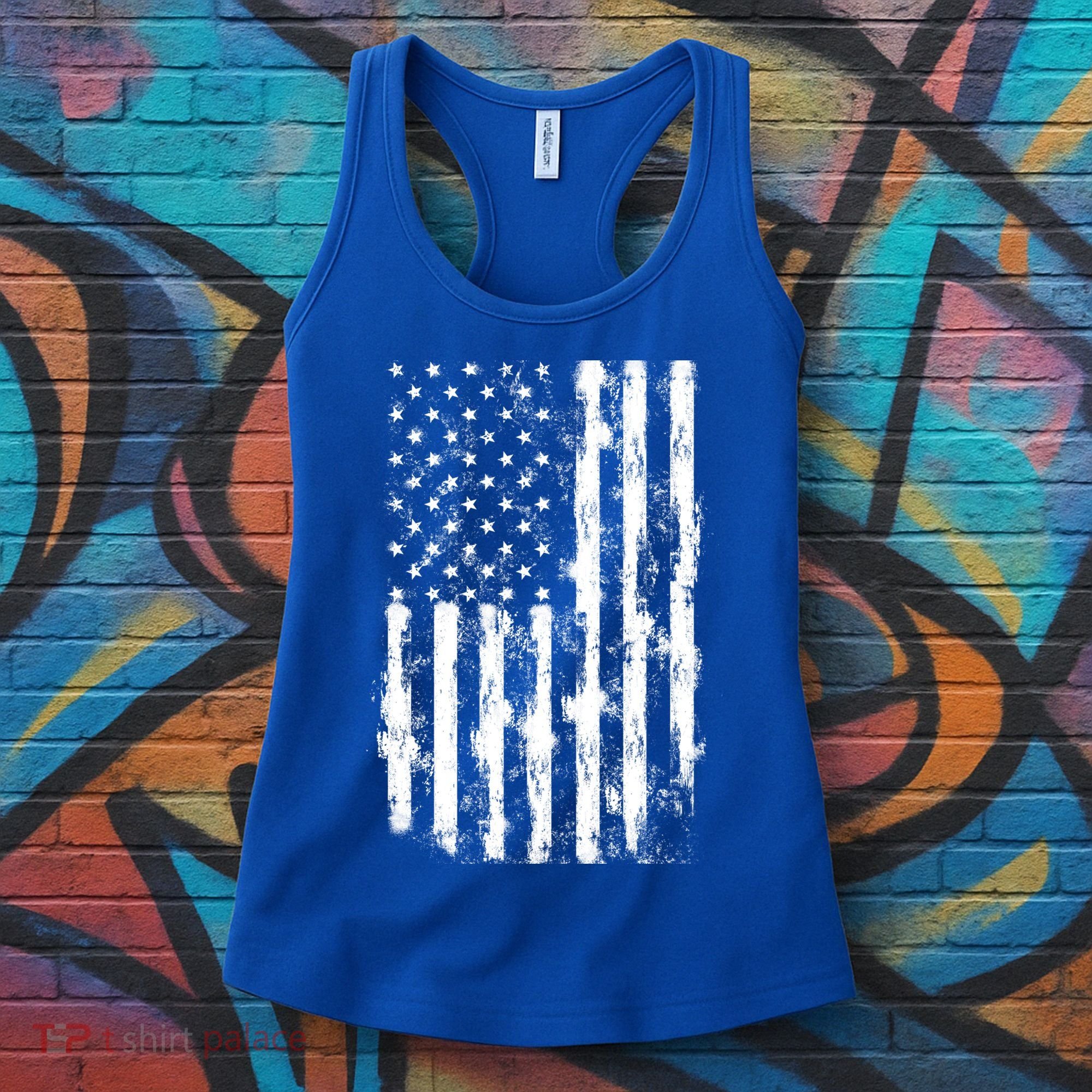 Usa Flag Patriotic 4th Of July Tattered American Flag Gift Women's Tank Top