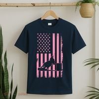 Us Flag Pink Cowgirl Rodeo Western Horse Barrel Racing T-Shirt thumb 2