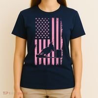 Us Flag Pink Cowgirl Rodeo Western Horse Barrel Racing T-Shirt thumb 4