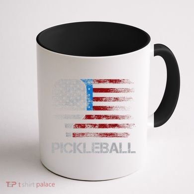 Us Flag Pickleball Player Paddleball Lover Coffee Mug back