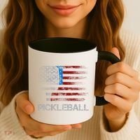 Us Flag Pickleball Player Paddleball Lover Coffee Mug thumb 3
