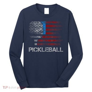 Us Flag Pickleball Player Paddleball Lover Long Sleeve Shirt