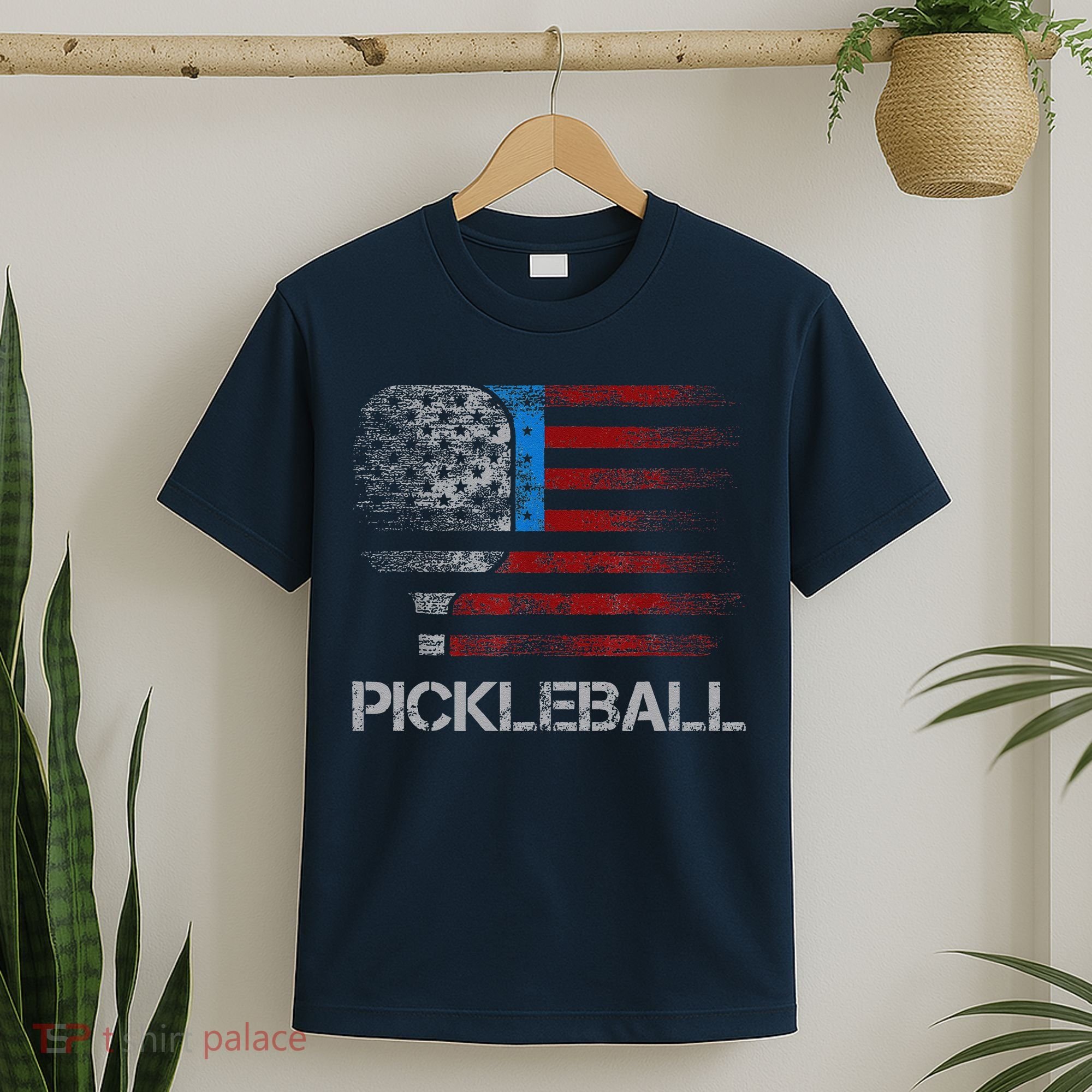 Us Flag Pickleball Player Paddleball Lover T-Shirt