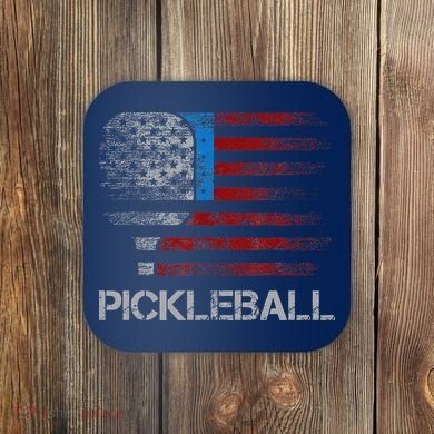 Us Flag Pickleball Player Paddleball Lover Coaster