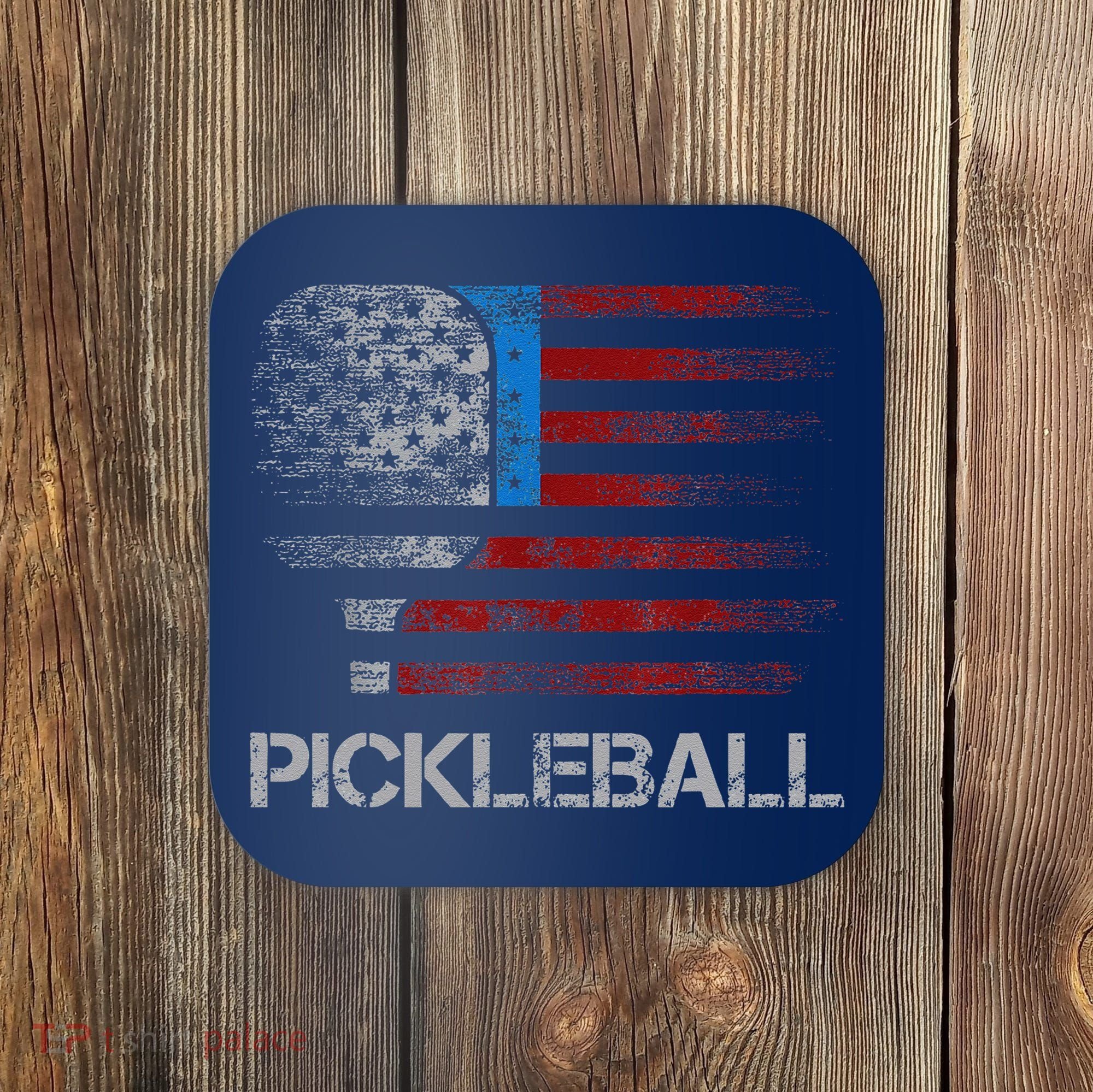 Us Flag Pickleball Player Paddleball Lover Coaster