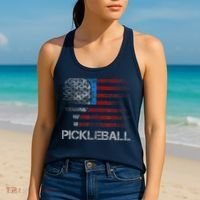 Us Flag Pickleball Player Paddleball Lover Women's Tank Top thumb 2