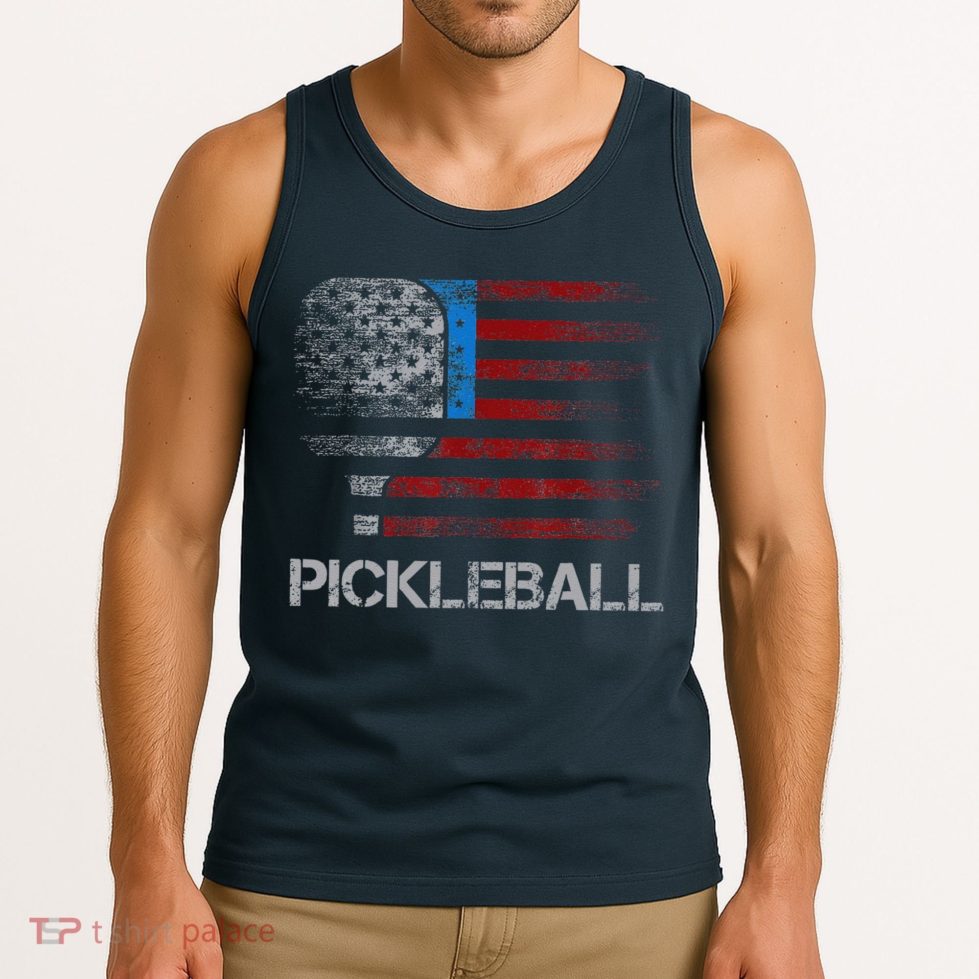 Us Flag Pickleball Player Paddleball Lover Tank Top