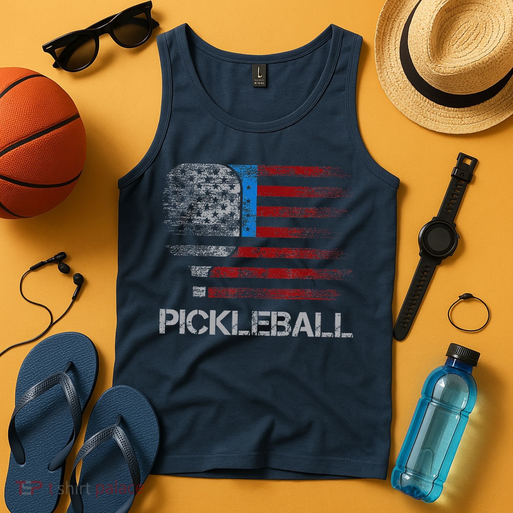 Us Flag Pickleball Player Paddleball Lover Tank Top