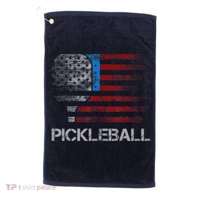 Us Flag Pickleball Player Paddleball Lover Golf Towel