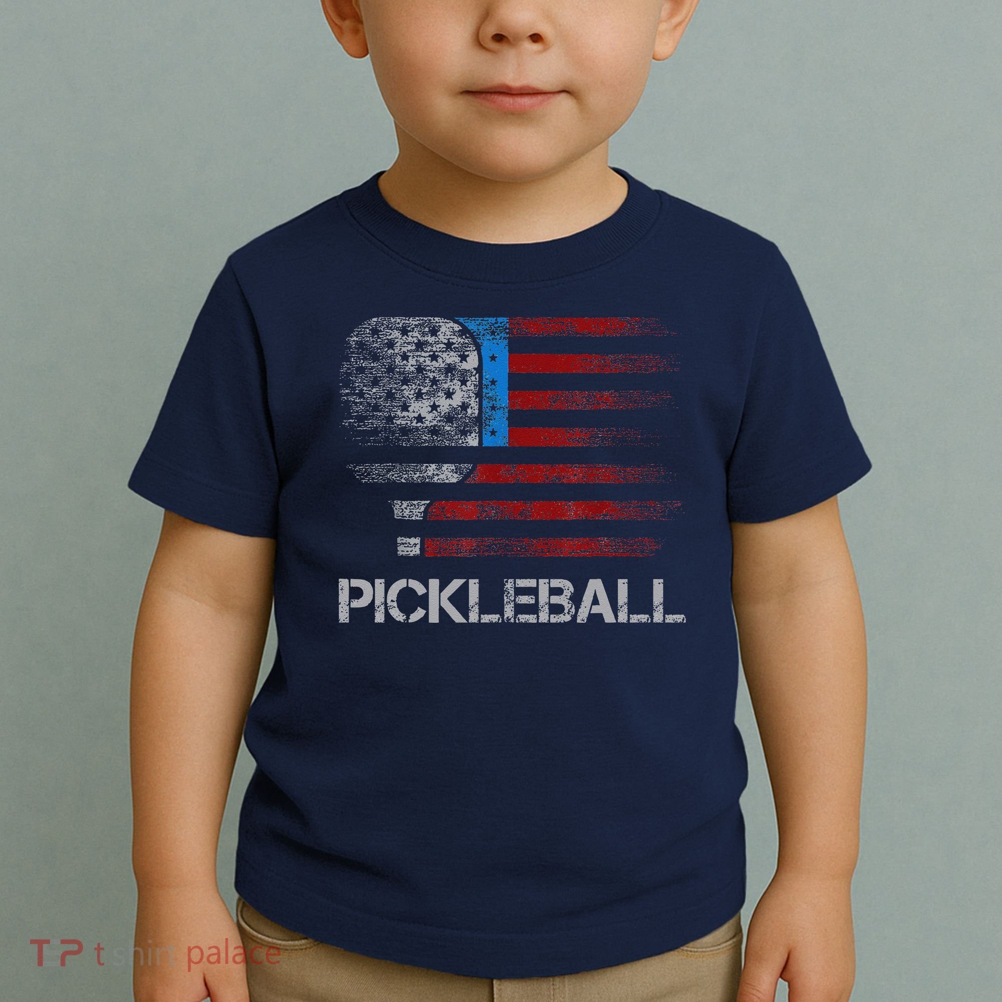 Us Flag Pickleball Player Paddleball Lover Toddler T-Shirt