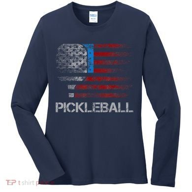 Us Flag Pickleball Player Paddleball Lover Women's Long Sleeve Shirt