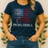 Us Flag Pickleball Player Paddleball Lover Women's T-Shirt thumb 2